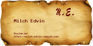 Milch Edvin névjegykártya